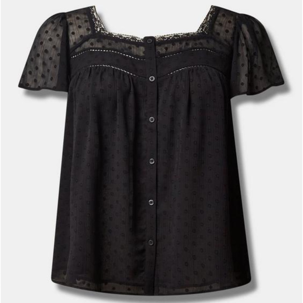 TORRID | Chiffon Clip Dot Button-Front Blouse